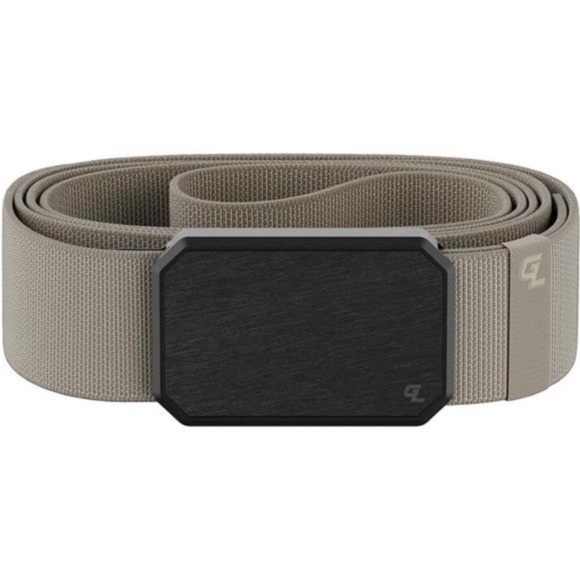 Men's Belt Stretch Nylon with Magnetic Aluminum Buckle Gun Metal / Flat Earth